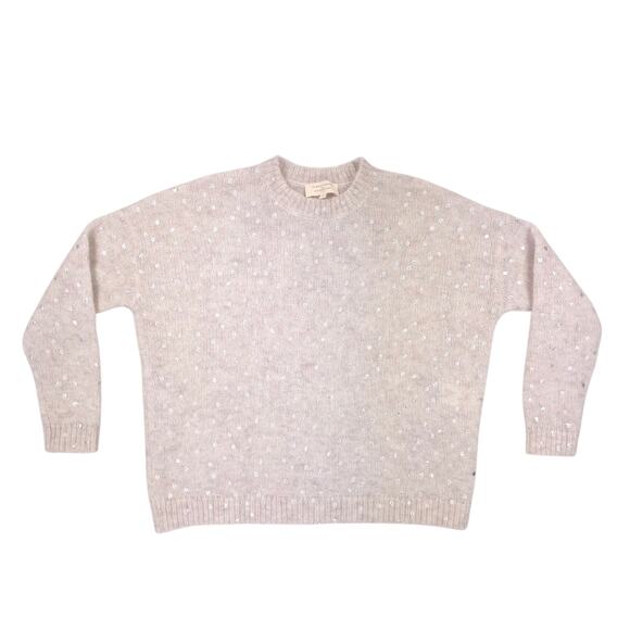 Sezane Ludivine Jumper Sweater Womens Small Beige Silver Polka Dot Mohair Wool - Picture 4 of 11